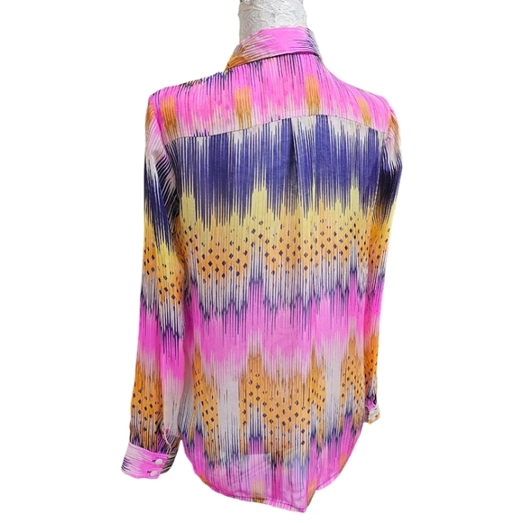 Anthropologie Leifsdottir Colorful All Silk Button Up Long Sleeve Blouse Size 0 - Picture 5 of 12
